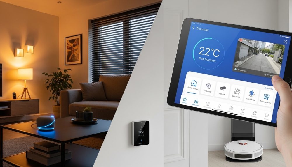 Smart home lighting controlled through mobile automation app