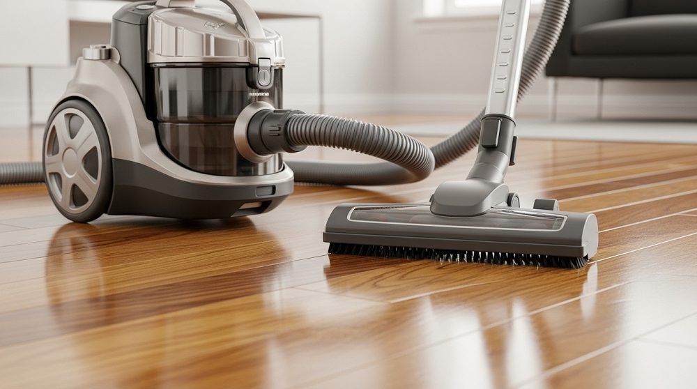 Using canister vacuum on hardwood floors with parquet attachment