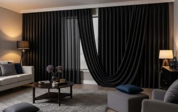 Blackout curtains installed in a modern bedroom blocking sunlight
